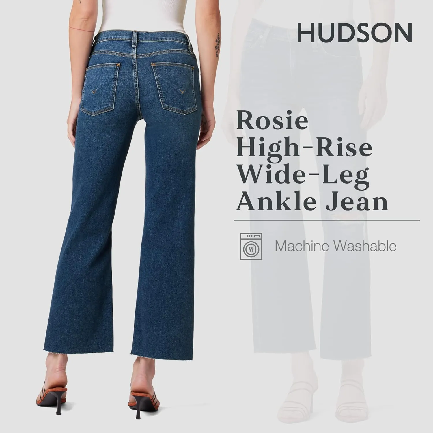 HUDSON Women's Rosie High Rise Wide Leg Ankle Jean