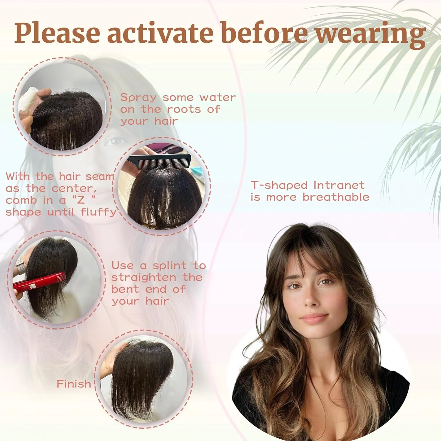 Human Hair Toppers for Women with Fringe 10 Inch Real HairPieces-360°3D Bangs for Thinning Hair Topper Swiss Base Dark Brown（2#）