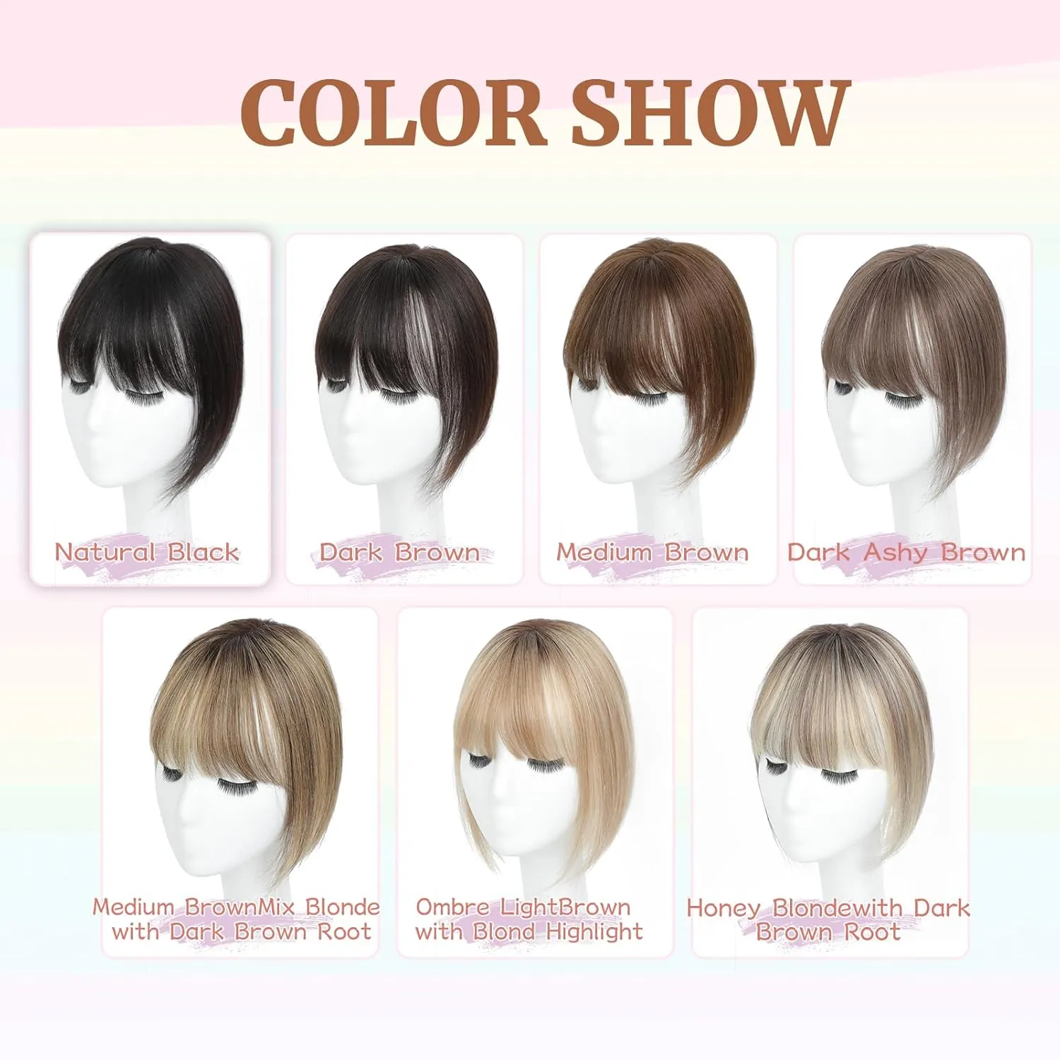 Human Hair Toppers for Women with Fringe 10 Inch Real HairPieces-360°3D Bangs for Thinning Hair Topper Swiss Base Medium Brown（4#）