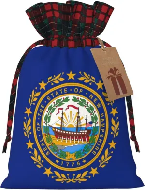 HVMUNG New Hampshire State Flag Print Reusable Present Bags Xmas Present Bags For Christmas Thanksgiving Party