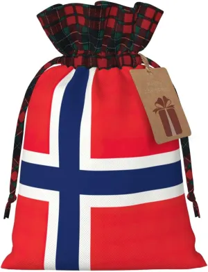 HVMUNG Norwegian Flag Print Reusable Present Bags Xmas Present Bags For Christmas Thanksgiving Party