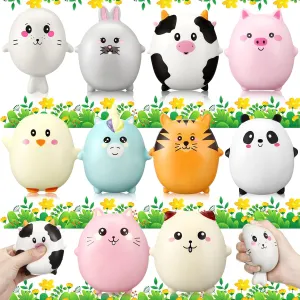 HyDren 10 Pcs Jumbo Farm Animal Squeeze Stress Relief Gifts Toys Slow Rising Stress Balls for Adults Kids Party Favors Gifts for Graduation Classroom Prizes Goodie Bags