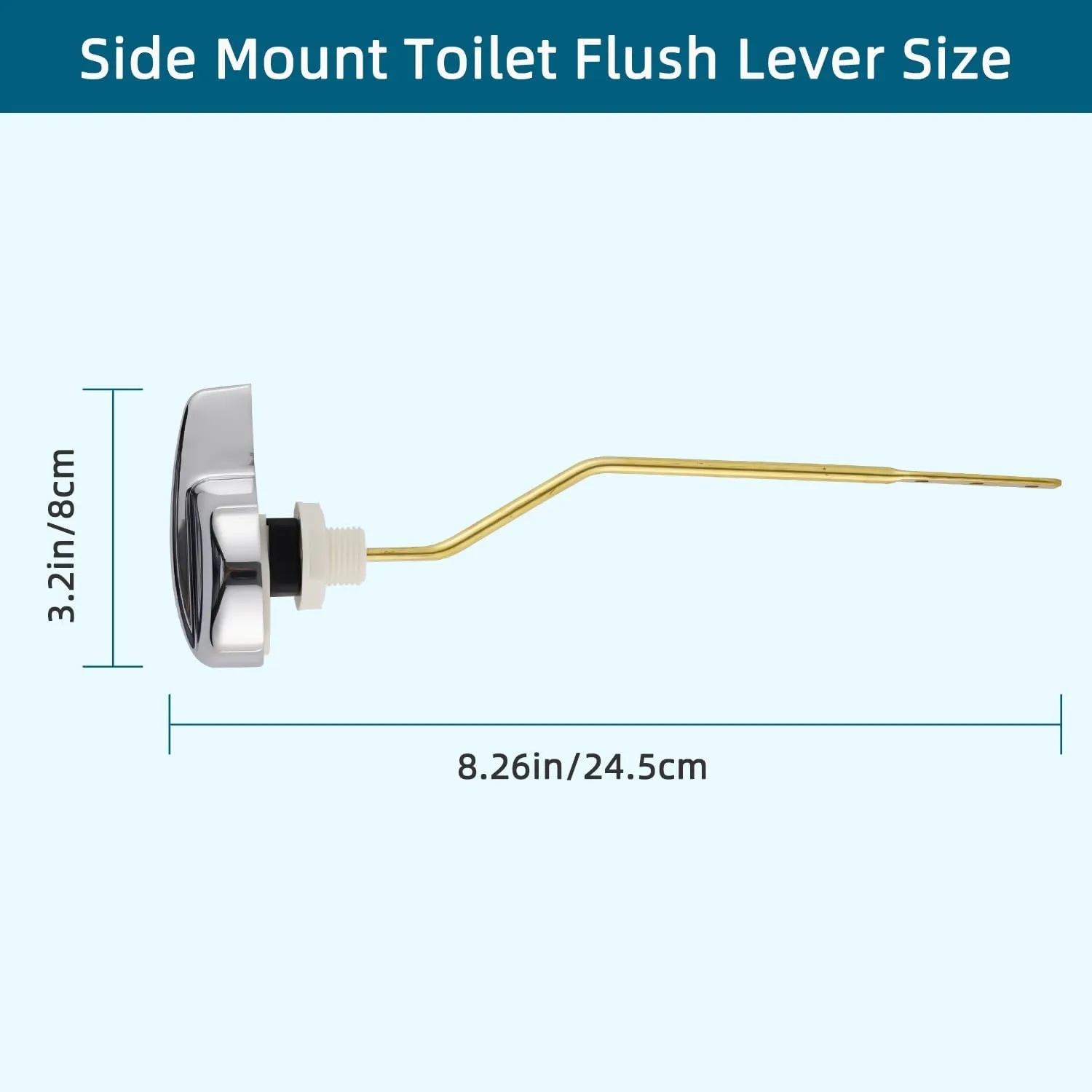 Hygie Rinse 2pcs Universal Toilet Handle Replacement Kit Side Mount Toilet Lever Compatible with TOTO/Glacier Bay/Gerber, Toilet Flush Handle with Flapper Chain