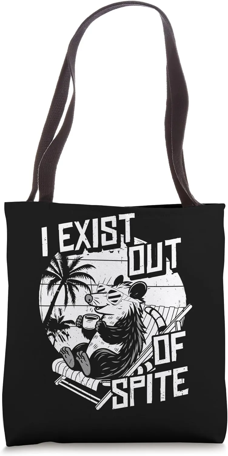 I EXIST OUT OF SPITE Humorous Opossum Tote Bag
