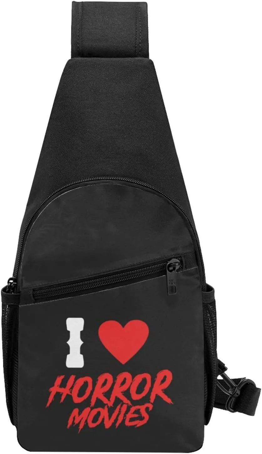 I Love Horror Movies Chest Pack Leisure Shoulder Crossbody Chest Bag