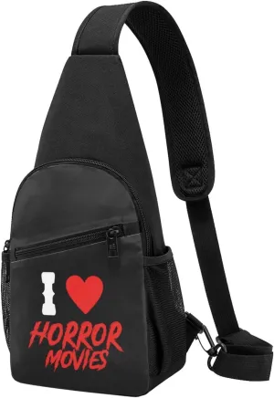 I Love Horror Movies Chest Pack Leisure Shoulder Crossbody Chest Bag