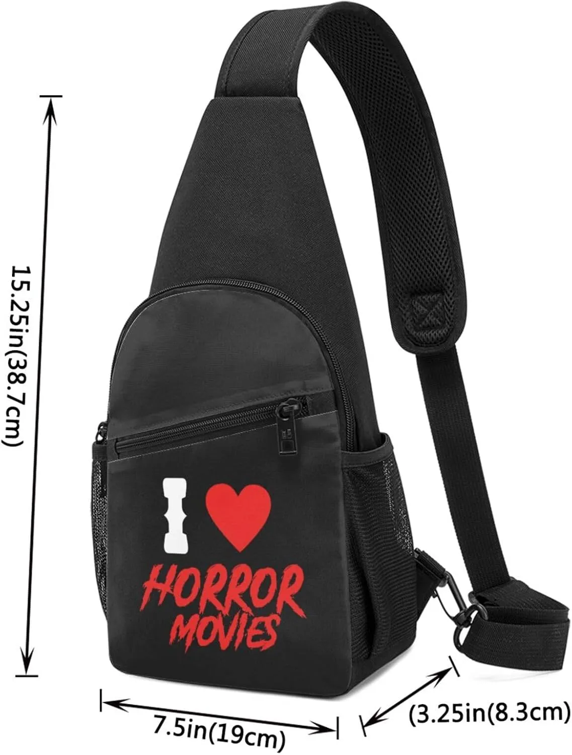 I Love Horror Movies Chest Pack Leisure Shoulder Crossbody Chest Bag