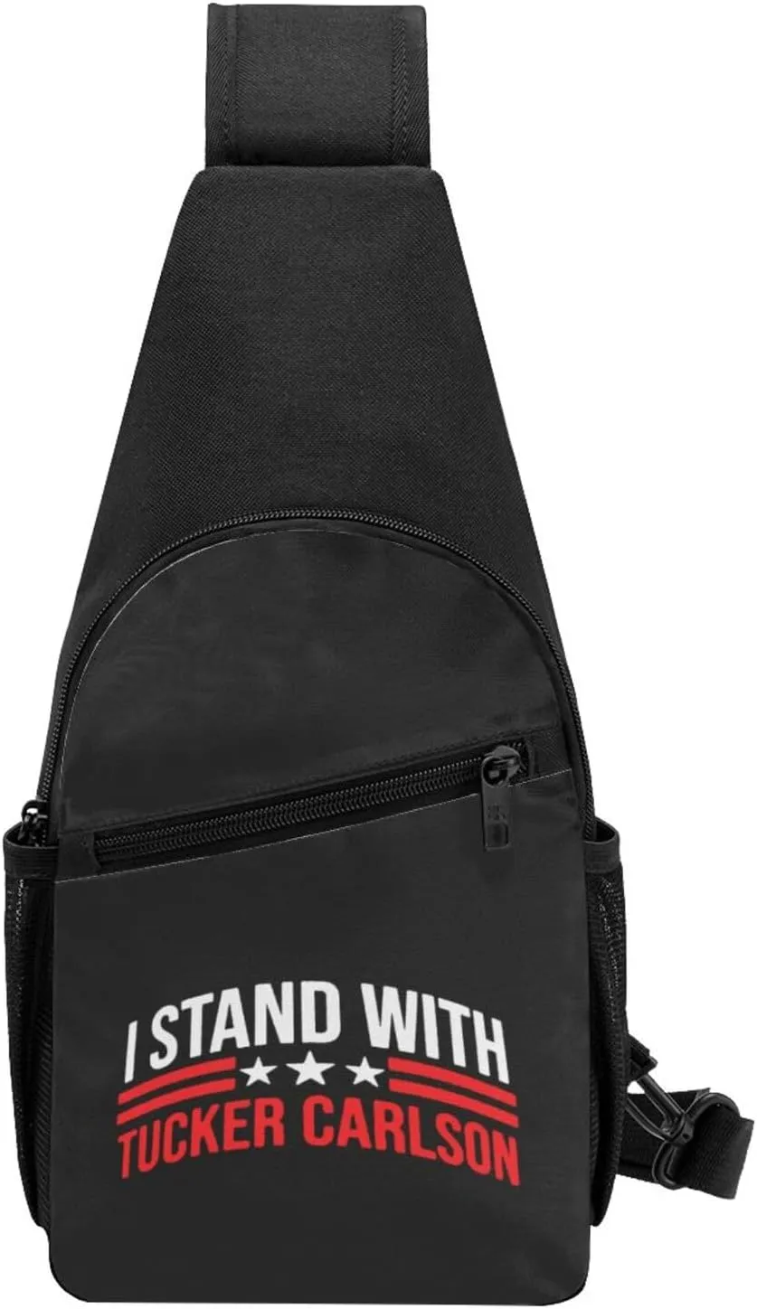 I Stand With Tucker Carlson Chest Pack Leisure Shoulder Crossbody Chest Bag
