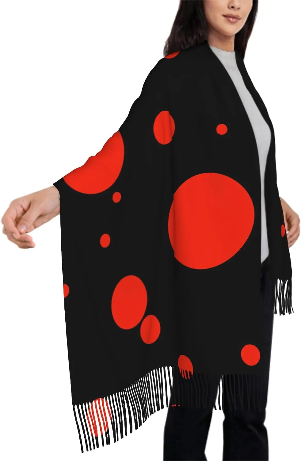 IBILIU Oversize Scarf for Women Delightful Doggies Bulldog Dog Scarf Tassel Scarves Fall Winter Shawl Wraps