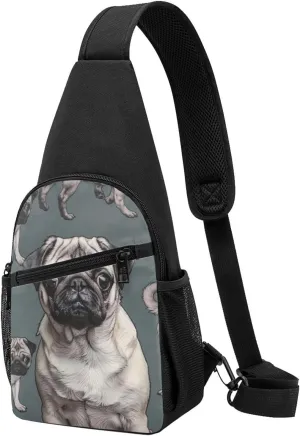 Imagen De Pug Printed Chest Bag Chest Shoulder Crossbody Bag for Men Women Travel Chest Pack Hiking Shoulder Bags, Black, One Size, Hiking Backpack