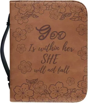 Inspirational Bible Quotes PU Leather Bible Cover for Men Extra Large Size Bible Carrying Case for Boys, Multi-Functional Church Bag with Handle Strap