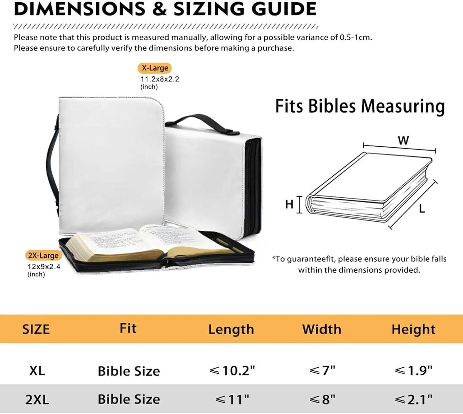 Inspirational Bible Quotes PU Leather Bible Cover for Men Extra Large Size Bible Carrying Case for Boys, Multi-Functional Church Bag with Handle Strap