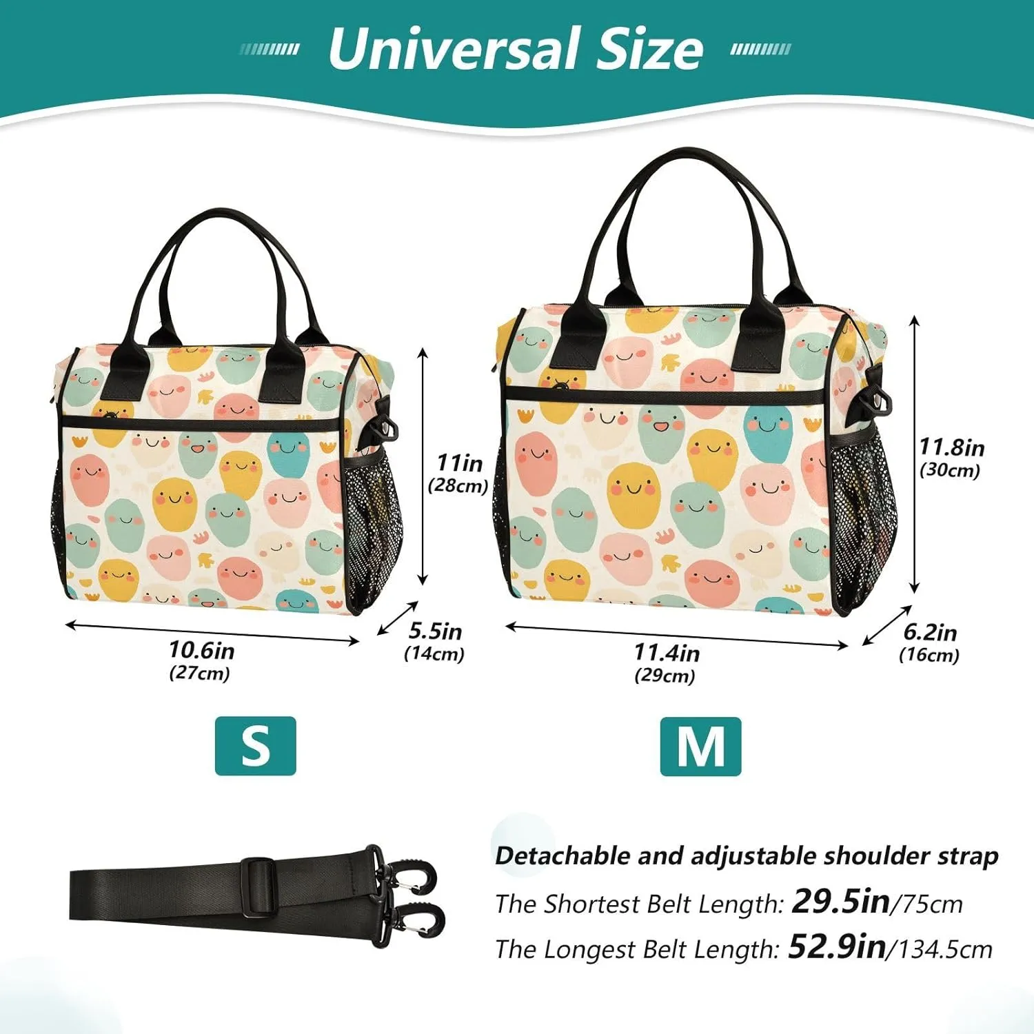 Insulated Lunch Bag Women - Cheerful Cascades Smile Lunch Box for Men, Leak Resistant, Adjustable Shoulder Strap, Durability Nylon, for Work, Travel, Outdoor Activities