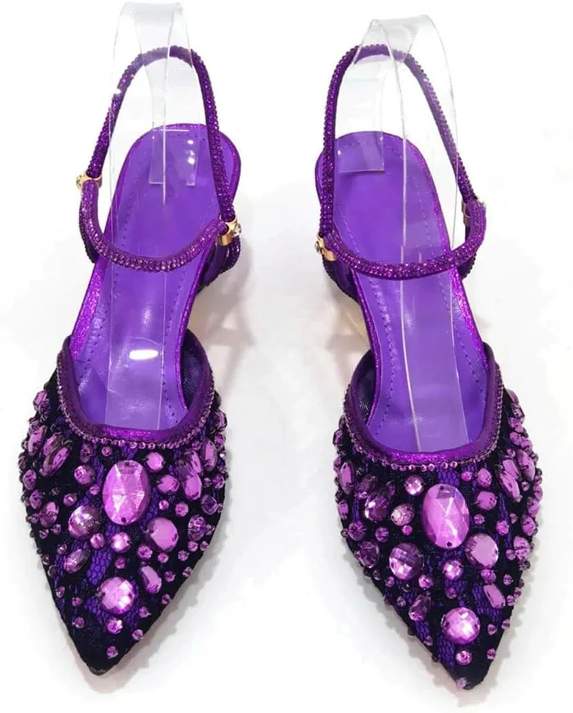 Italian Design Noble Dual Purpose Stereo Bag and Women's High Heels Shiny Material for Nigerian Wedding Party
