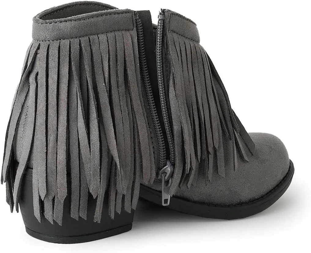 J. Adams Marrow Ankle Boot - Western Fringe Cowboy Low Heel Bootie