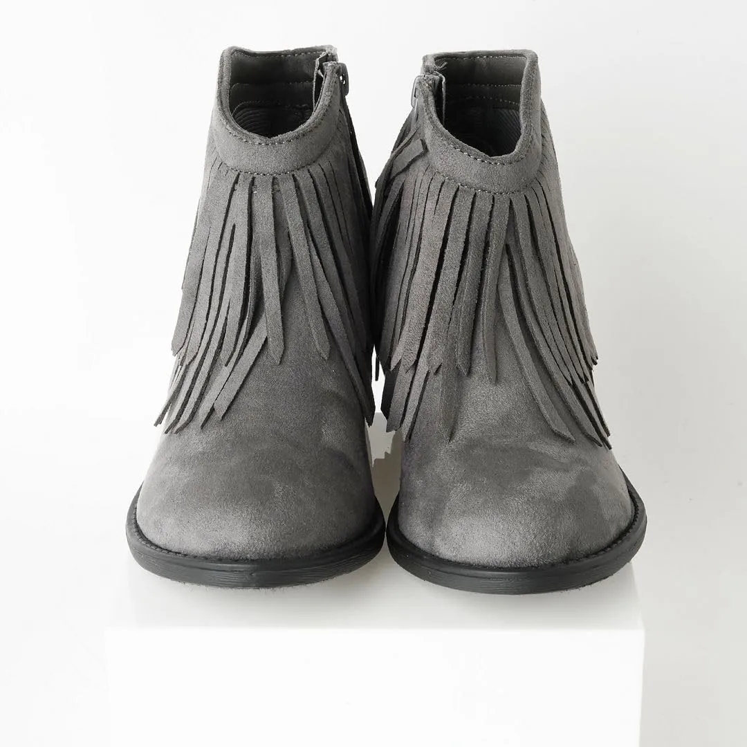 J. Adams Marrow Ankle Boot - Western Fringe Cowboy Low Heel Bootie