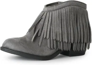 J. Adams Marrow Ankle Boot - Western Fringe Cowboy Low Heel Bootie