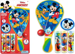 JA-RU Disney Mickey Mouse & Friends Paddle Ball, Yoyo & Sidewalk Chalk Toy Bundle Set (1 Assorted Set) Retro Toys for Kids Girl & Boys. Classic Indoor & Outdoor Fun Games. Bulk Toys. A-7819-1