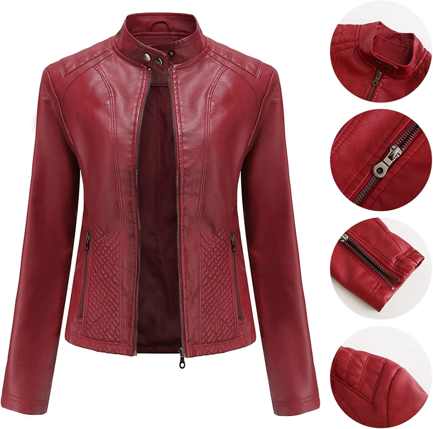 Jacket Women Motor Women Punk Tops Coat Zip Cropped Lapel Ladies Biker Women's Coat Cropped Leather Jacket Women