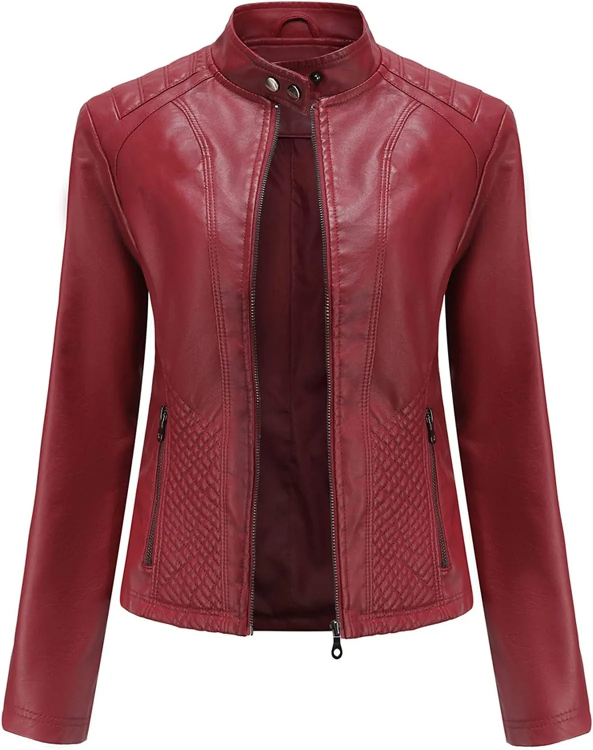 Jacket Women Motor Women Punk Tops Coat Zip Cropped Lapel Ladies Biker Women's Coat Cropped Leather Jacket Women