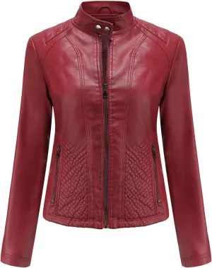 Jacket Women Motor Women Punk Tops Coat Zip Cropped Lapel Ladies Biker Women's Coat Cropped Leather Jacket Women
