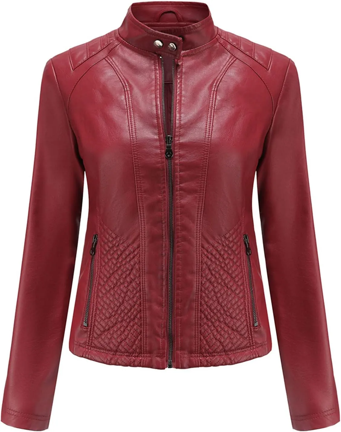 Jacket Women Motor Women Punk Tops Coat Zip Cropped Lapel Ladies Biker Women's Coat Cropped Leather Jacket Women