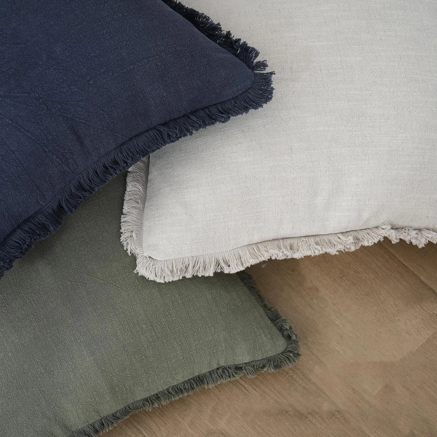 JadeRich 1 Pack Cotton Fringe Throw Pillow Cover Solid Cushion Case Boho Decorative Pillowcase for Couch Sofa Bed