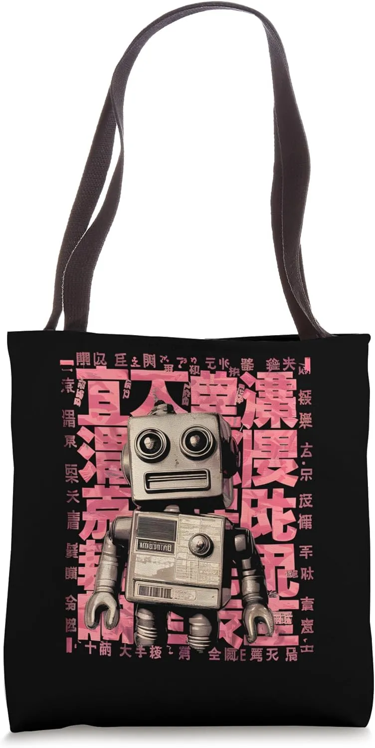 Japanese Urban Streetwear Robot Hip Hop Y2K Hipster Edgy Tote Bag