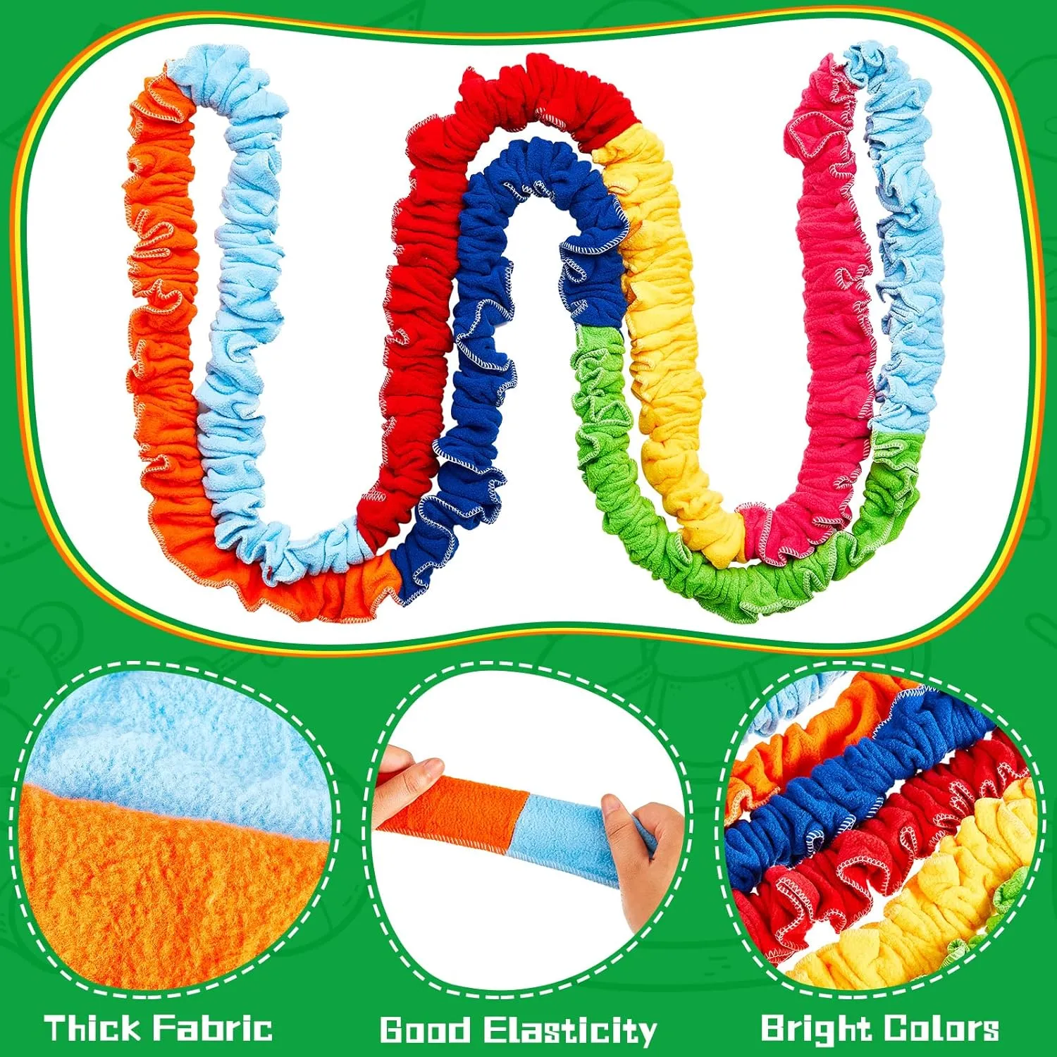 Jecery Cooperative Stretchy Band Carnival Games Elastic Fleece Tug of War Rope Sack Race Bags Legged Race Bands for Stretchy Band Music Activities Field Day Kids Adult Games