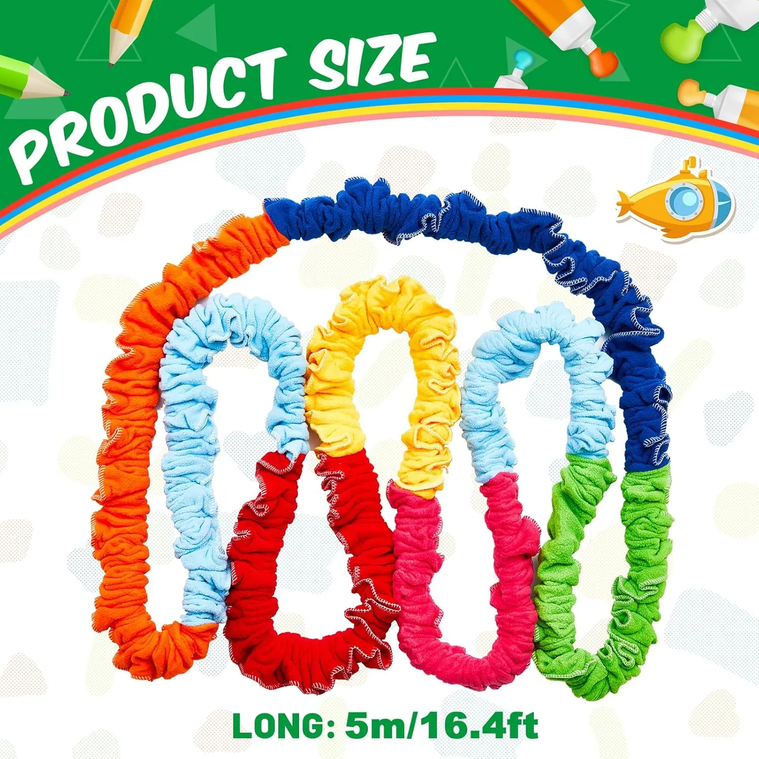 Jecery Cooperative Stretchy Band Carnival Games Elastic Fleece Tug of War Rope Sack Race Bags Legged Race Bands for Stretchy Band Music Activities Field Day Kids Adult Games