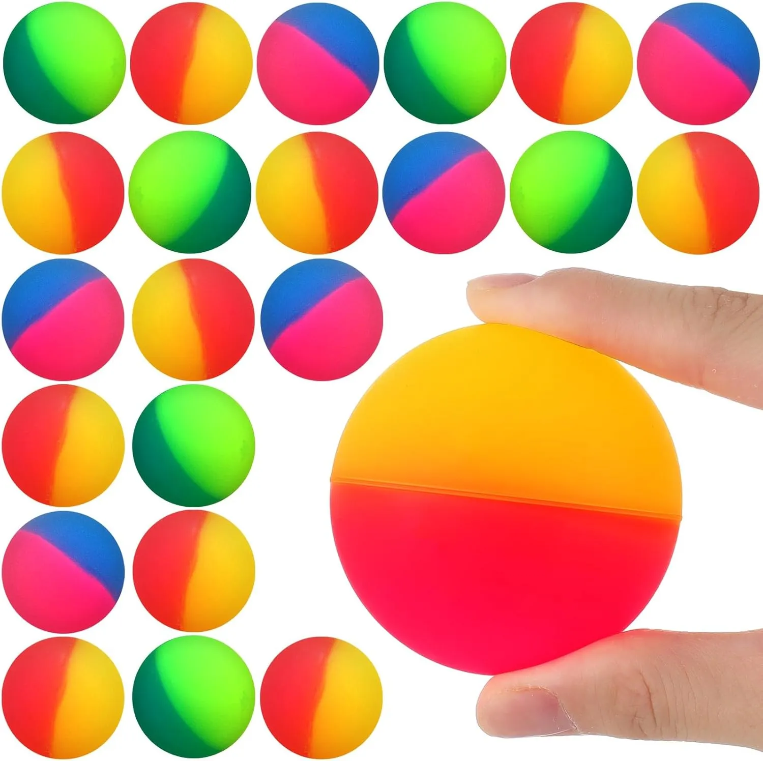 Jenaai 20 Pcs Jumbo Super Bouncy Balls for Kids, 60 Mm/2.35inch Inch Large Colorful Rubber Balls Bulk for Birthday Party Favors and Carnival Prizes Goodie Gift Bag Fillers
