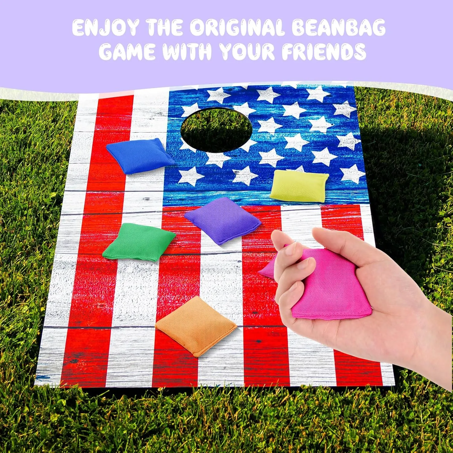 Jenaai 48 Pcs Nylon Bean Bags Colorful Bean Bag, 2.6” x 2.6” Tossing Bags