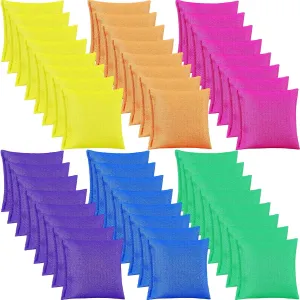Jenaai 48 Pcs Nylon Bean Bags Colorful Bean Bag, 2.6” x 2.6” Tossing Bags