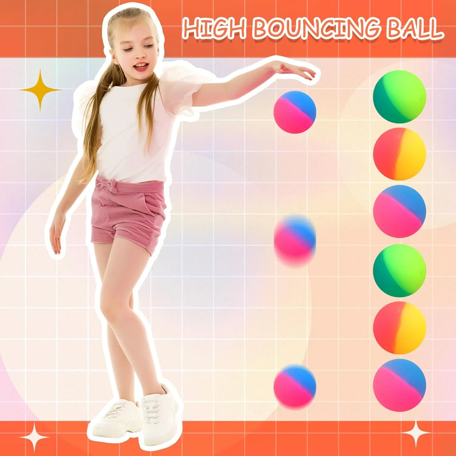 Jenaai 50 Pcs Bouncy Balls for Kids, 45 mm/1.77 inch Colorful Large Rubber Balls Bulk for Birthday Party Favors Classroom Carnival Prizes Goodie Gift