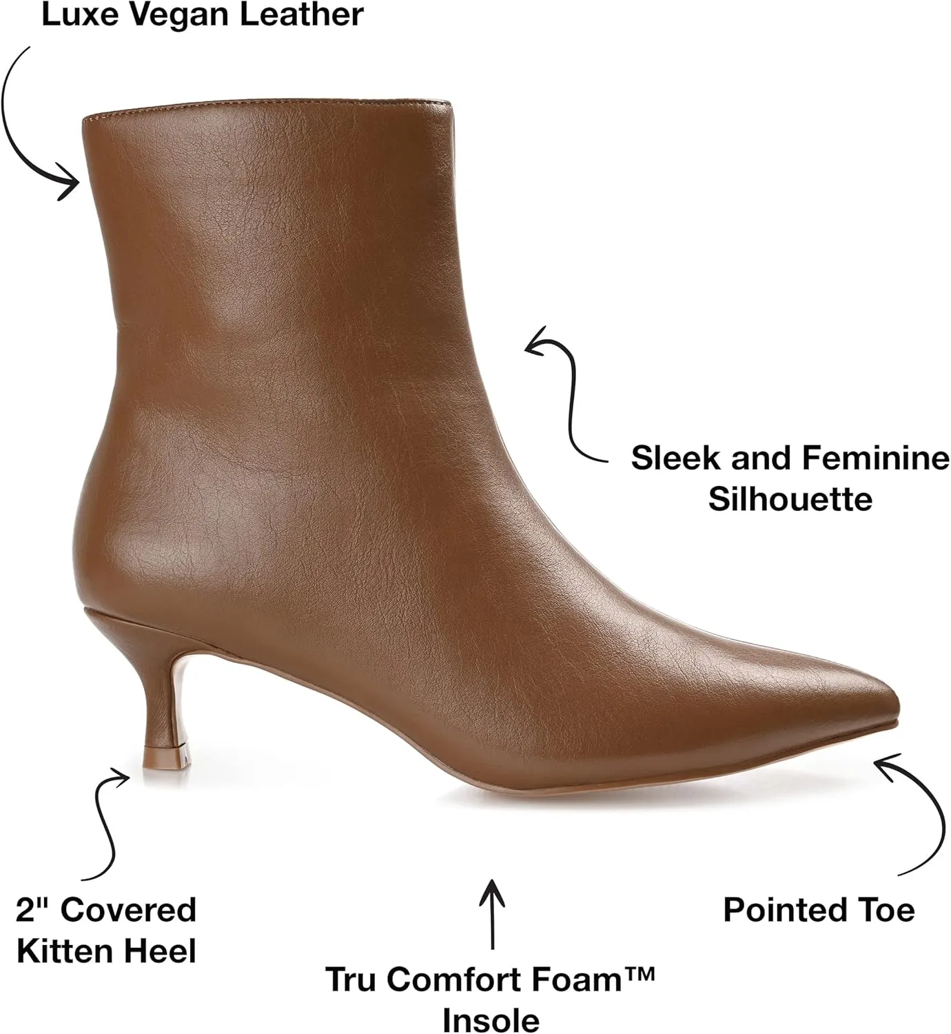 Journee Collection Womens Arely Faux Leather Pointed Toe Ankle Boots