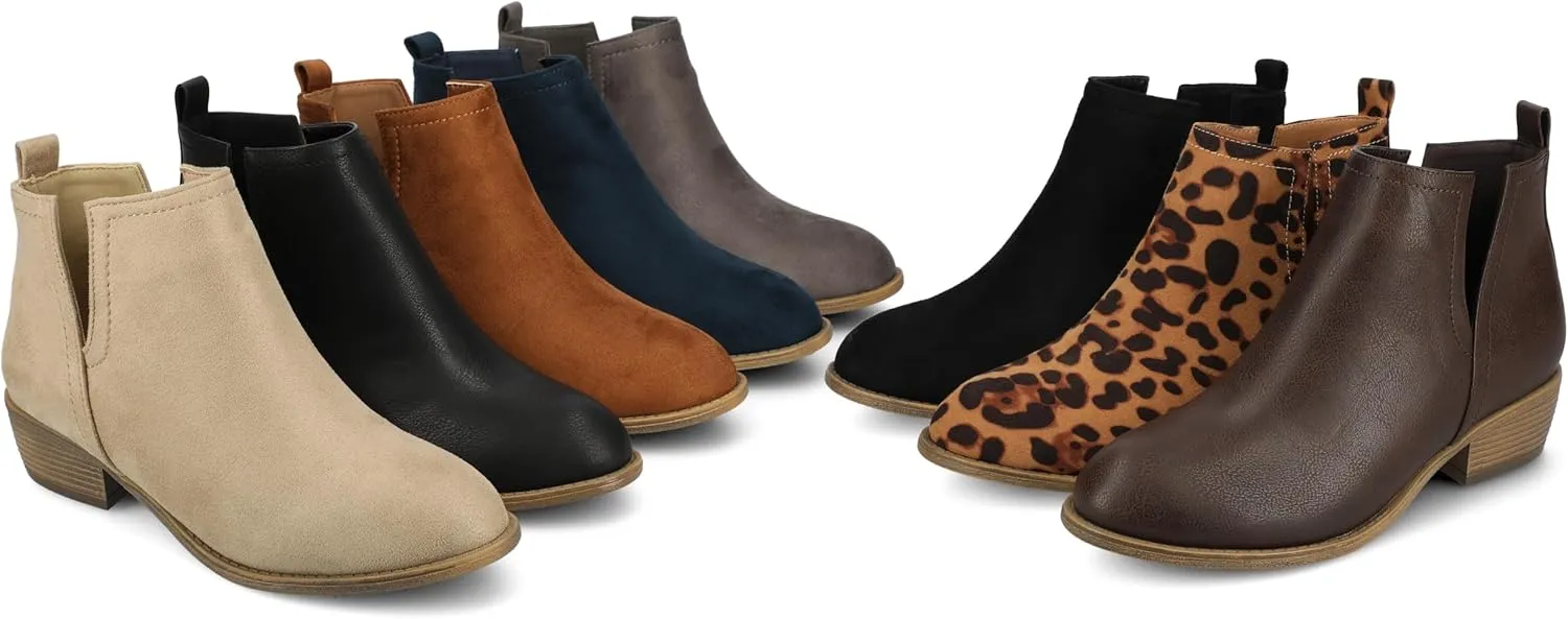 Journee Womens Rimi Pull On Stacked Heel Booties