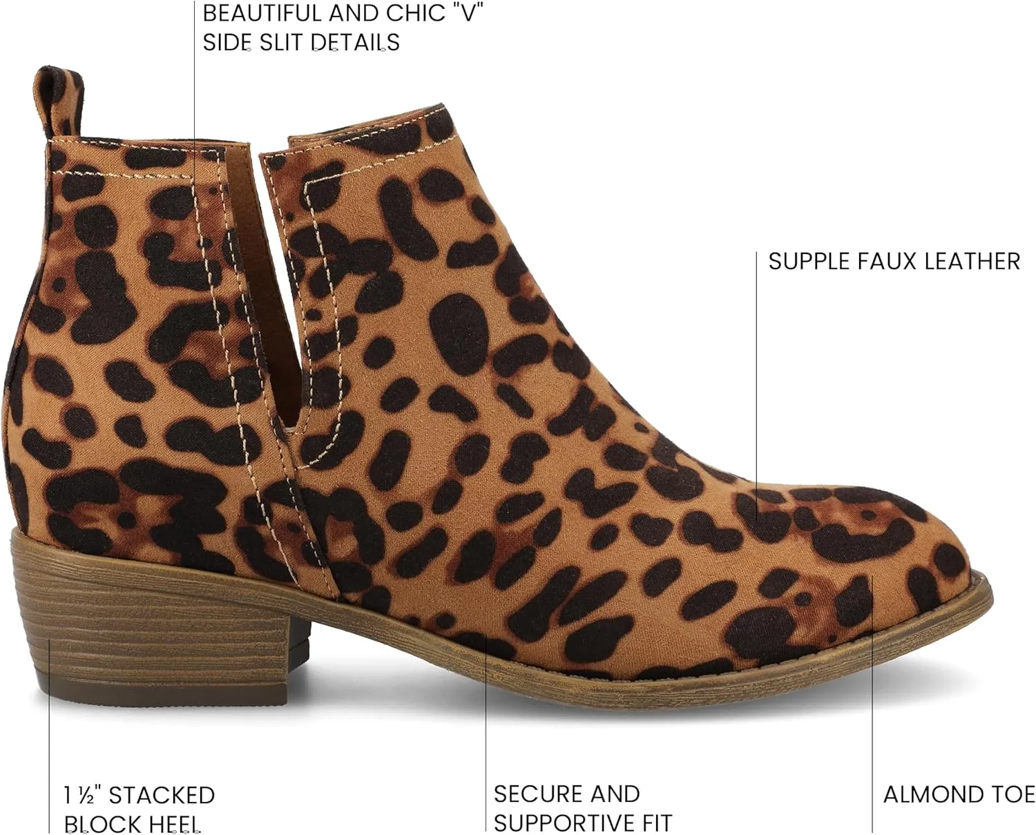 Journee Womens Rimi Pull On Stacked Heel Booties