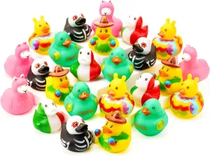 JOYIN 24 Pcs Mexican Fiesta Rubber Ducks for Party Favors Decoration, Cinco De Mayo Colorful Rubber Duck for Baby Shower, Bath Time and Dress-Up Play Duck Toys for Gifts