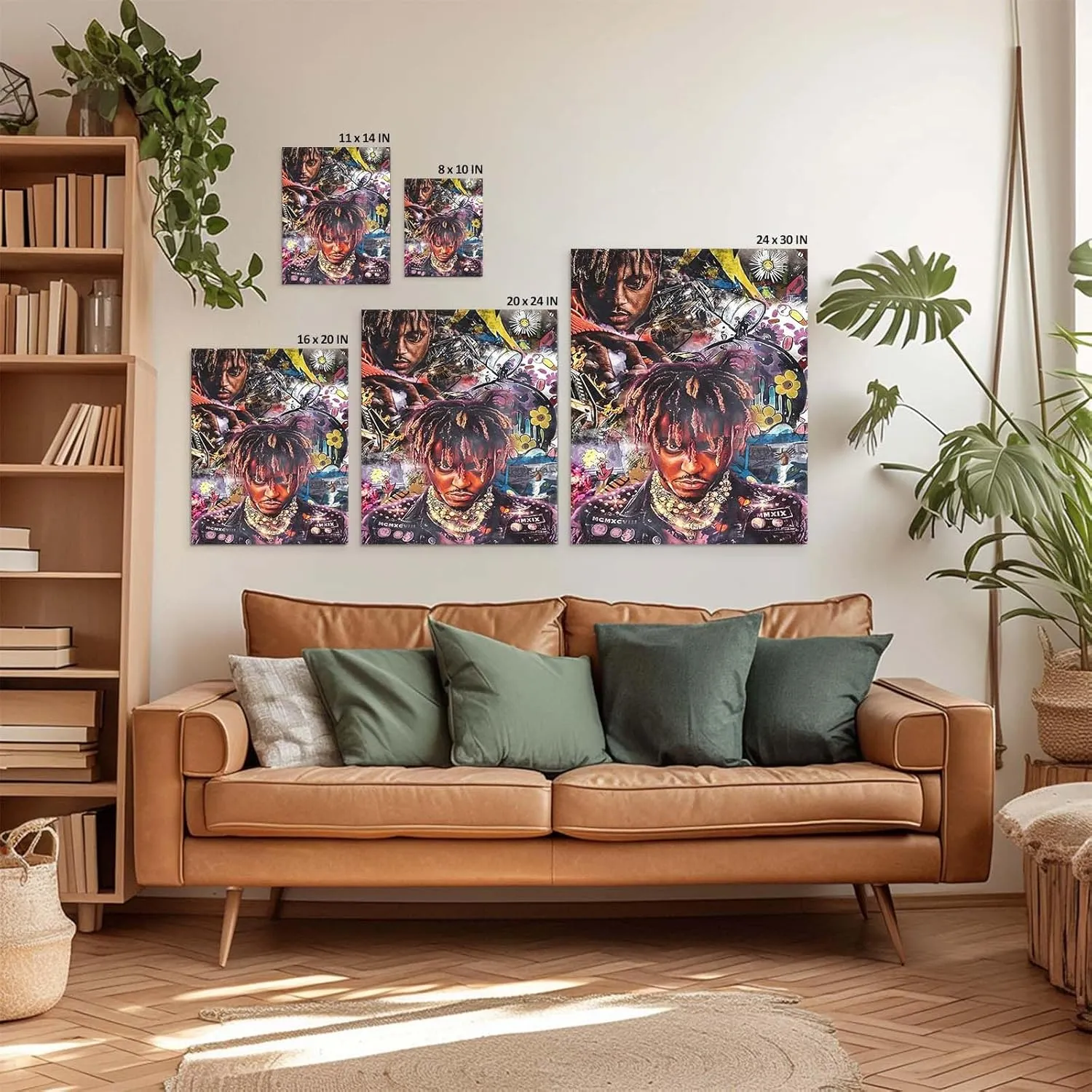 Juice WRLD Canvas Wall Art Decor - Vibrant Rapper Collage Artwork Featuring Hip-Hop Themes and Urban Style, Music-Inspired Wall Art for Bedroom, Living Room or Studio Decoration 8X10 inch