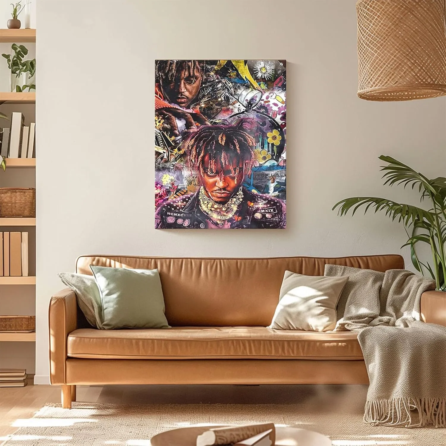 Juice WRLD Canvas Wall Art Decor - Vibrant Rapper Collage Artwork Featuring Hip-Hop Themes and Urban Style, Music-Inspired Wall Art for Bedroom, Living Room or Studio Decoration 8X10 inch