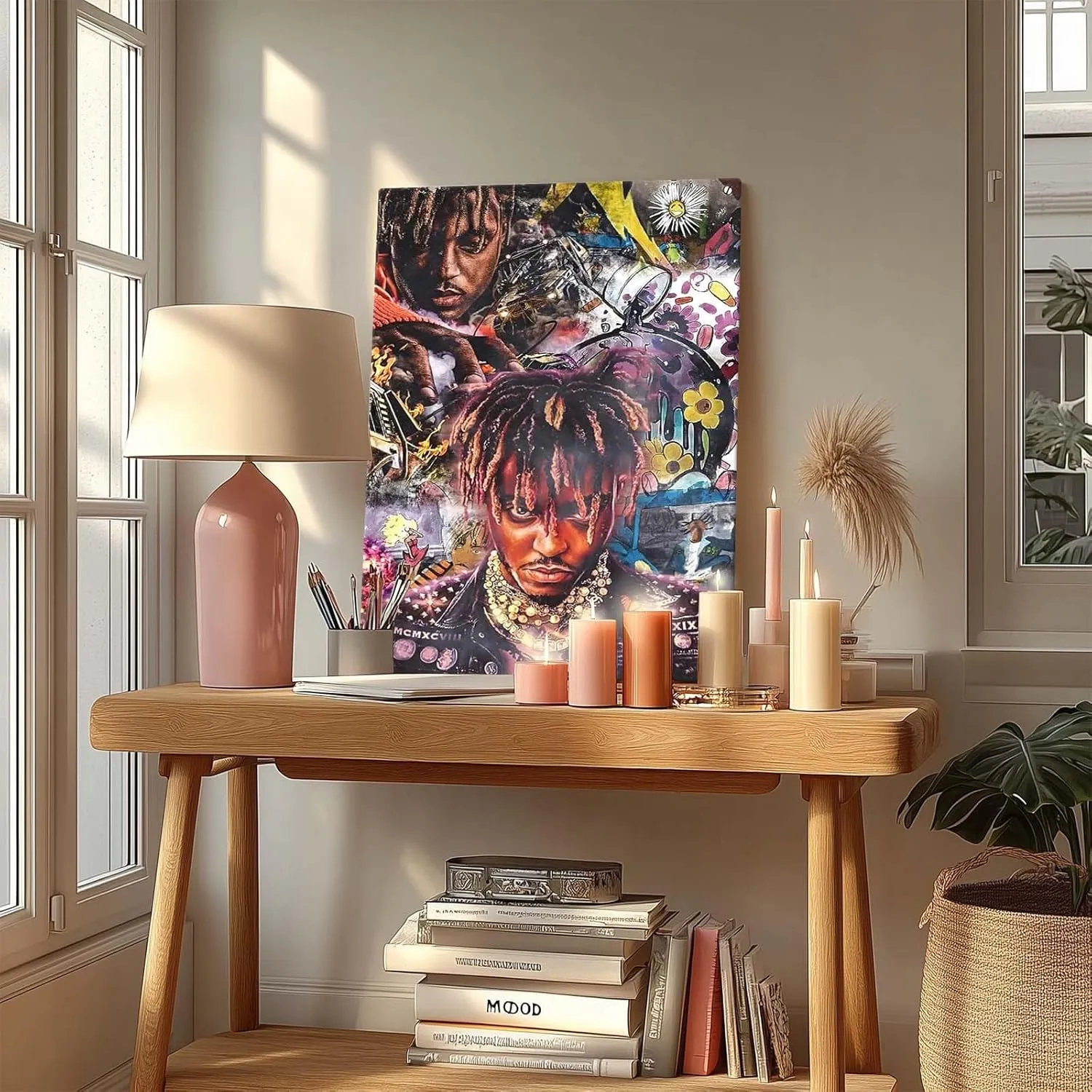 Juice WRLD Canvas Wall Art Decor - Vibrant Rapper Collage Artwork Featuring Hip-Hop Themes and Urban Style, Music-Inspired Wall Art for Bedroom, Living Room or Studio Decoration 8X10 inch