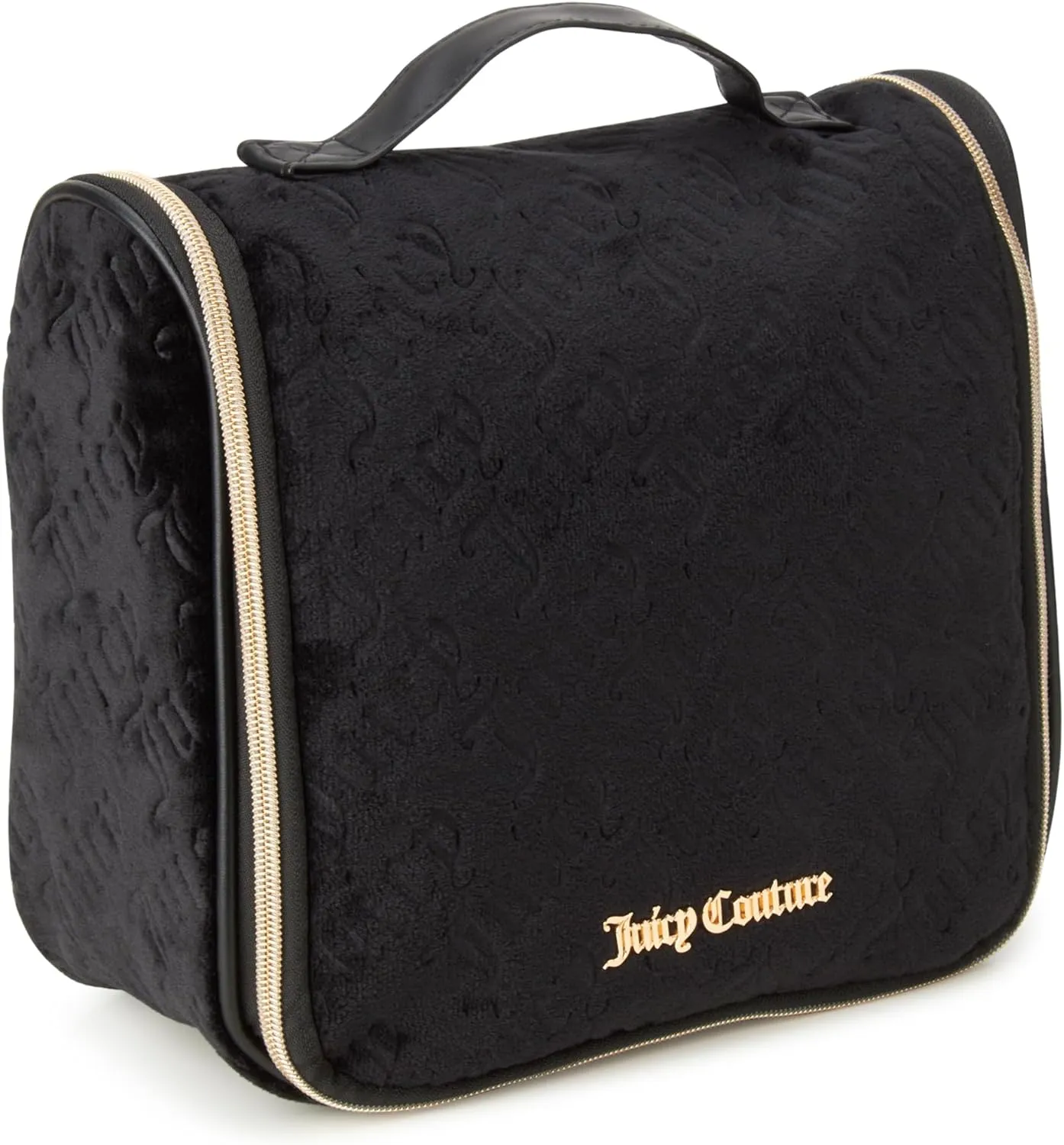 Juicy Couture Women's Cosmetics Bag - Hanging Travel Makeup and Toiletries Kit - Makeup Accessories Organizer Case with Hook, Size One Size, Black