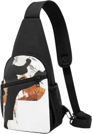 Karate Highkick Printed Chest Bag Chest Shoulder Crossbody Bag for Men Women Travel Chest Pack Hiking Shoulder Bags, Black, One Size, Hiking Backpack