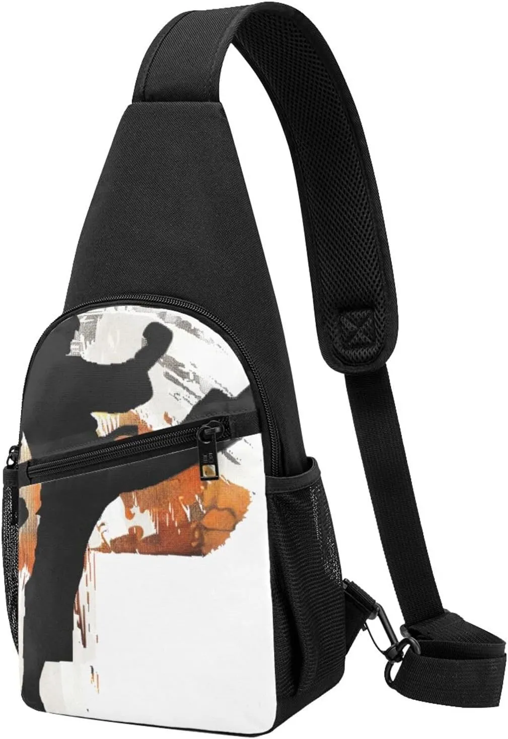 Karate Highkick Printed Chest Bag Chest Shoulder Crossbody Bag for Men Women Travel Chest Pack Hiking Shoulder Bags, Black, One Size, Hiking Backpack