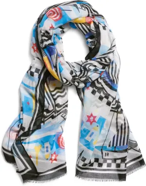 Karl Lagerfeld Paris Womens Lightweight Fringe Karl Scarf