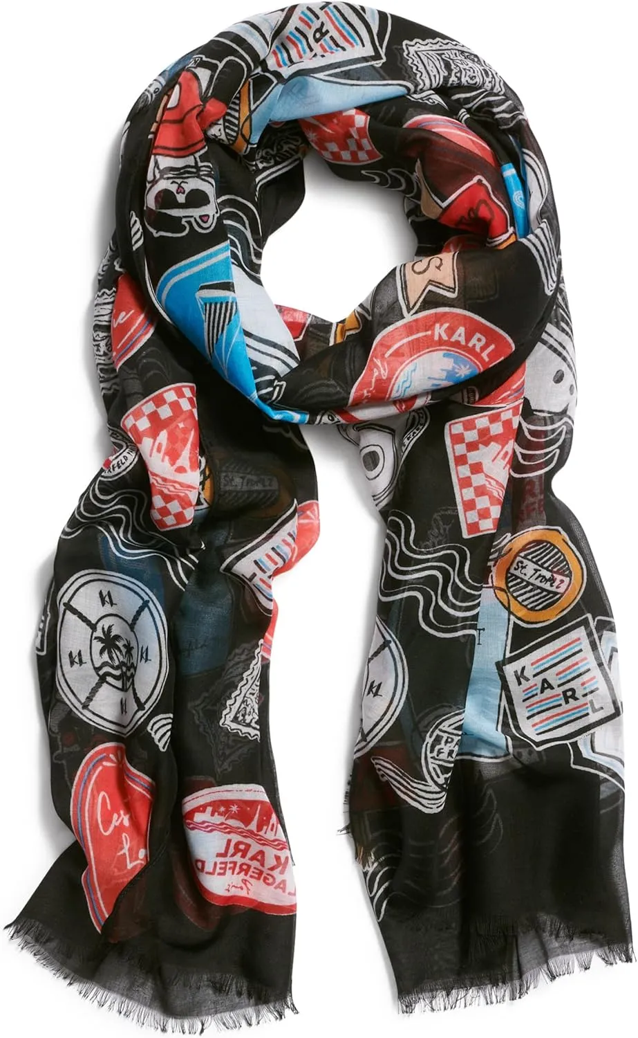 Karl Lagerfeld Paris Womens Lightweight Fringe Karl Scarf