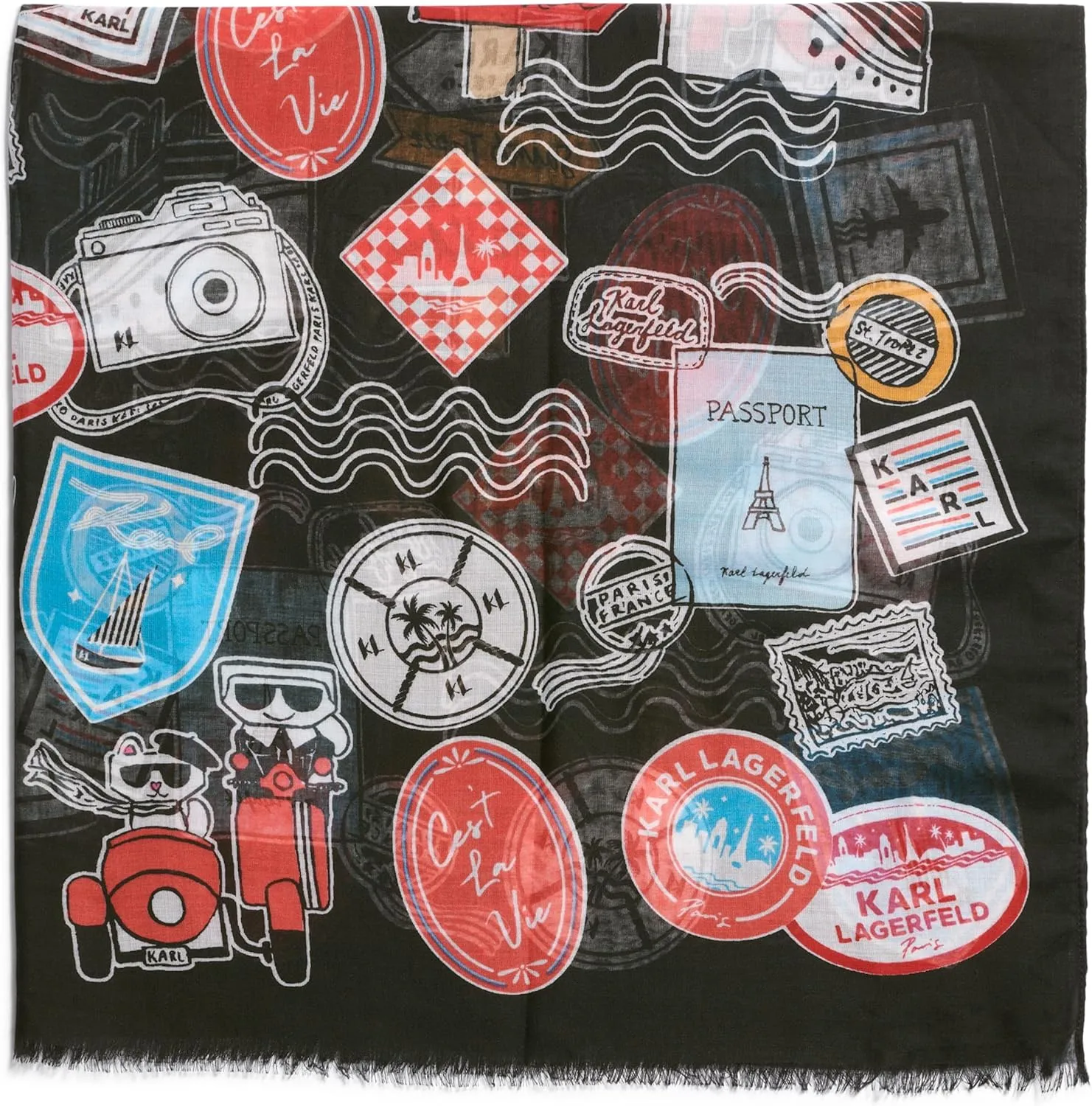 Karl Lagerfeld Paris Womens Lightweight Fringe Karl Scarf