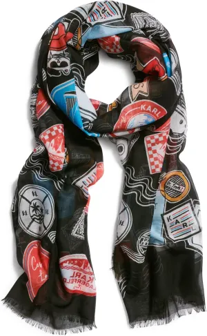 Karl Lagerfeld Paris Womens Lightweight Fringe Karl Scarf