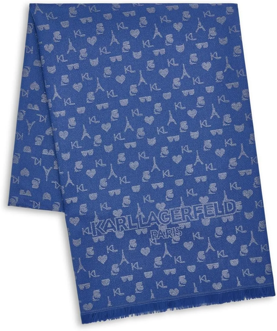 KARL LAGERFELD Womens Karl Icons Metallic Pashmina Sparkly Scarf