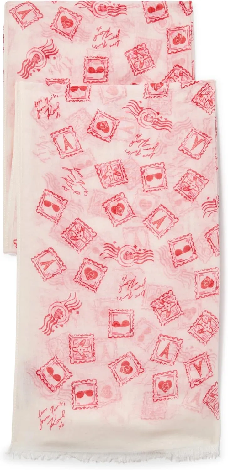 KARL LAGERFELD womens Wrap/Pareo Lightweight Postage Stamp Scarf